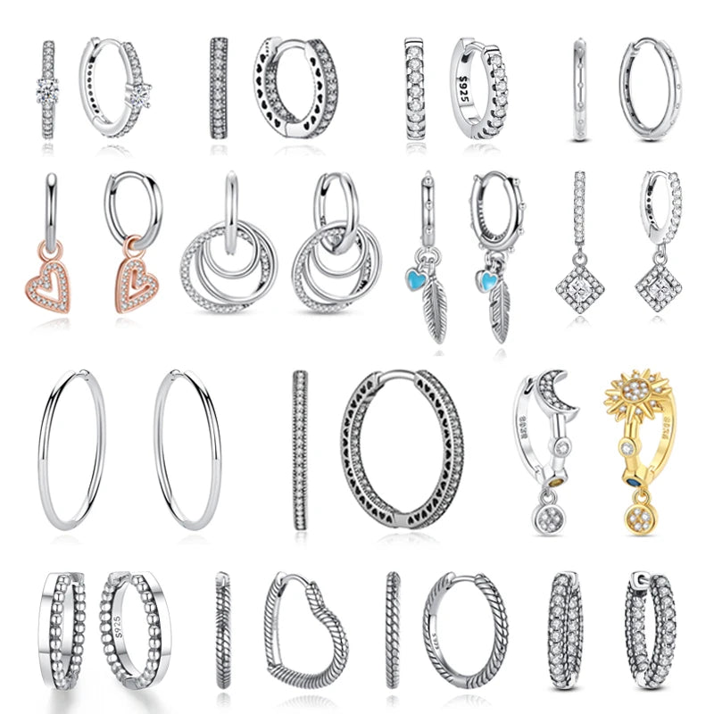 925 Sterling Silver Heart Hoop Earrings
