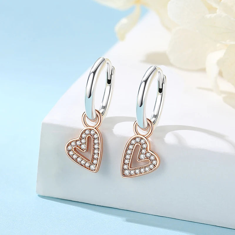 925 Sterling Silver Heart Hoop Earrings