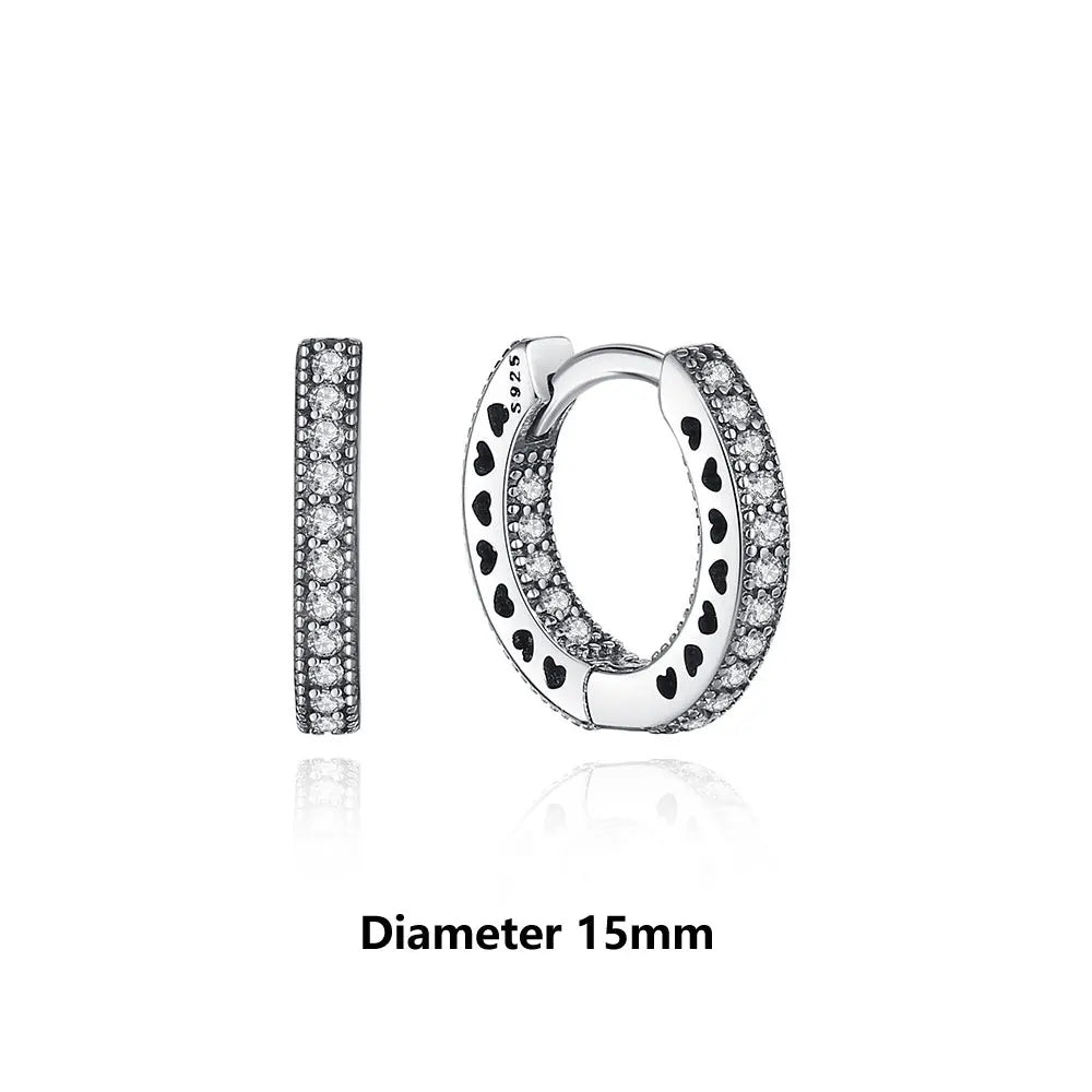 925 Sterling Silver Heart Hoop Earrings