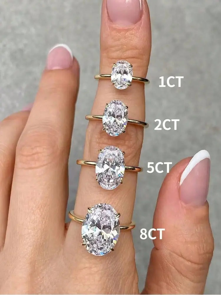 Luxury Oval Zircon Engagement Ring