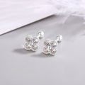 925 Sterling Silver Zircon Flower Stud Earrings