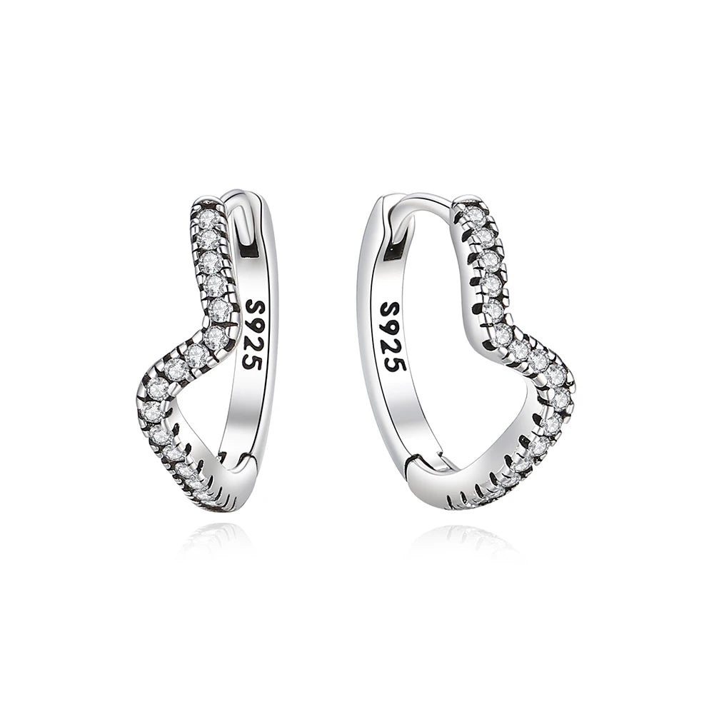925 Sterling Silver Heart Hoop Earrings