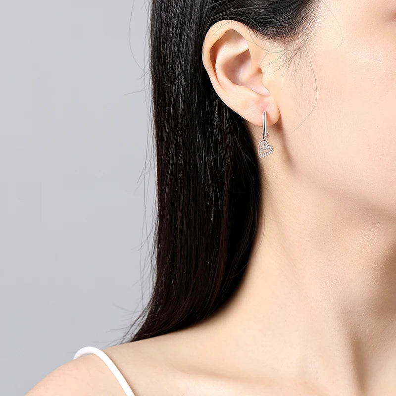 925 Sterling Silver Heart Hoop Earrings