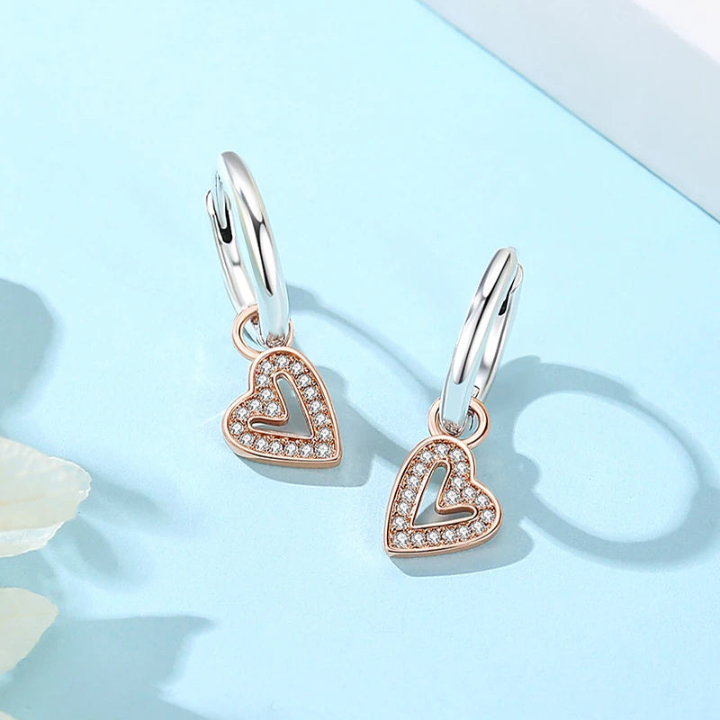 925 Sterling Silver Heart Hoop Earrings