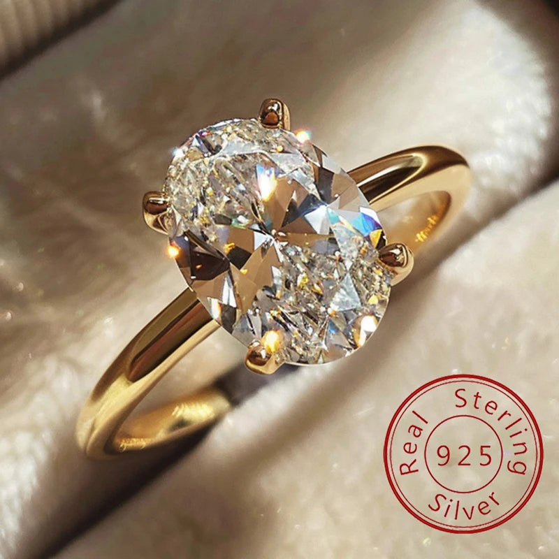 Luxury Oval Zircon Engagement Ring