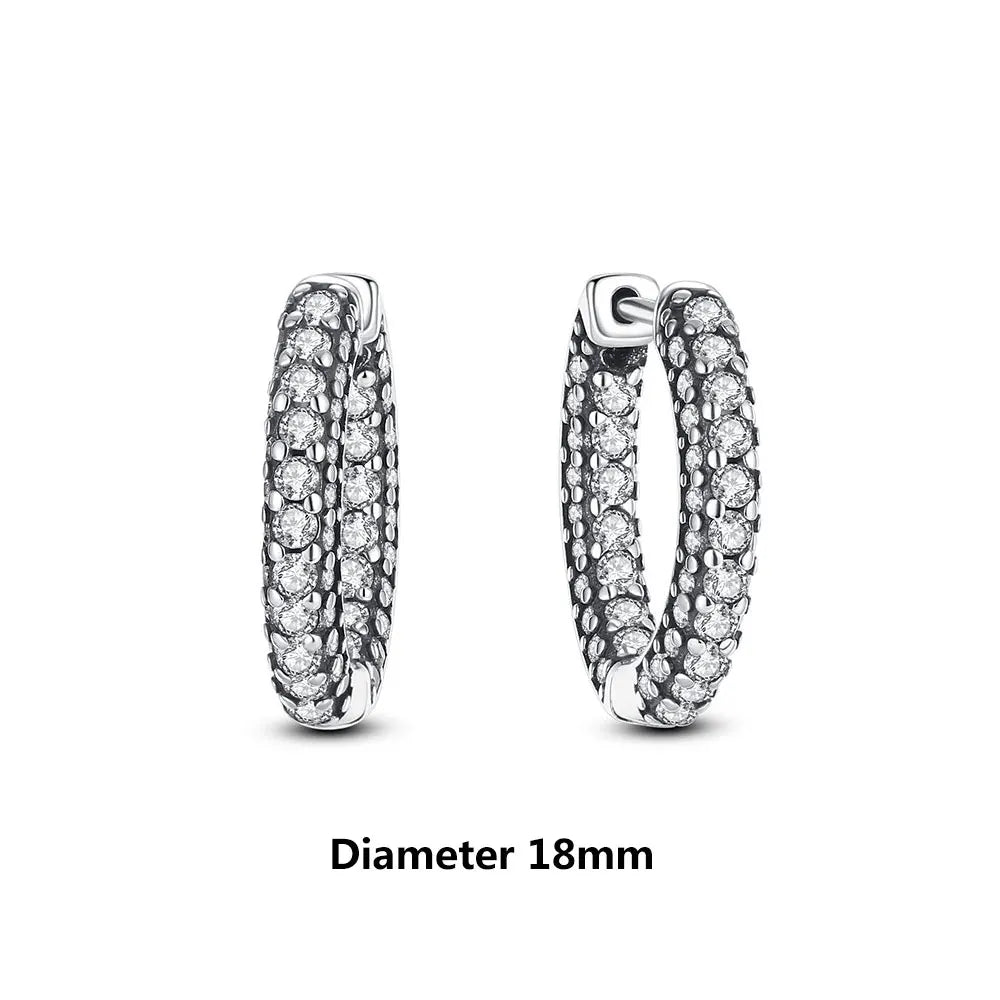 925 Sterling Silver Heart Hoop Earrings