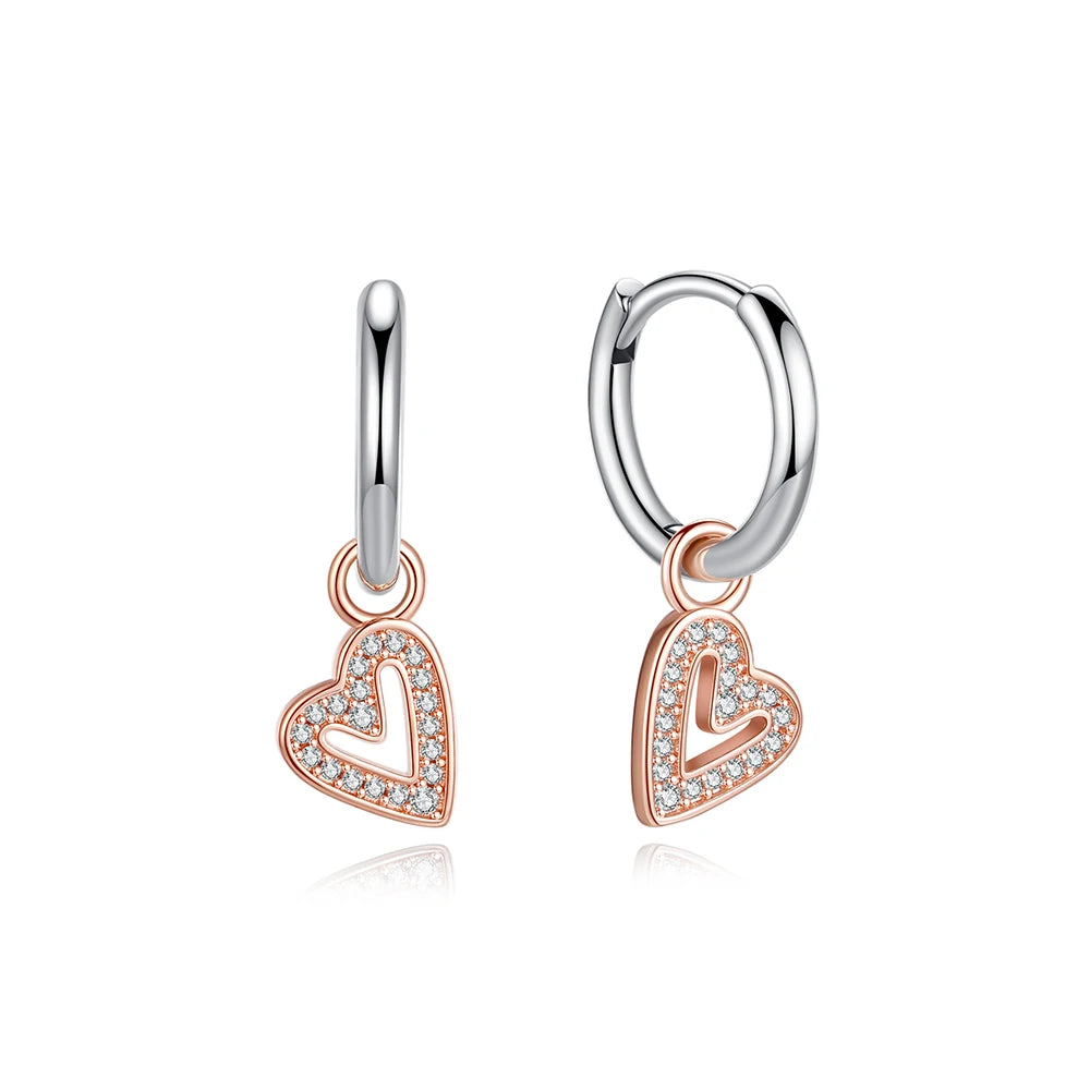 925 Sterling Silver Heart Hoop Earrings