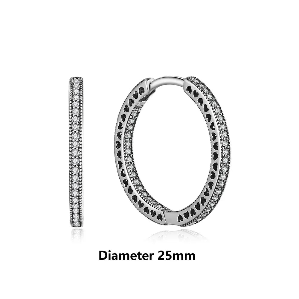 925 Sterling Silver Heart Hoop Earrings