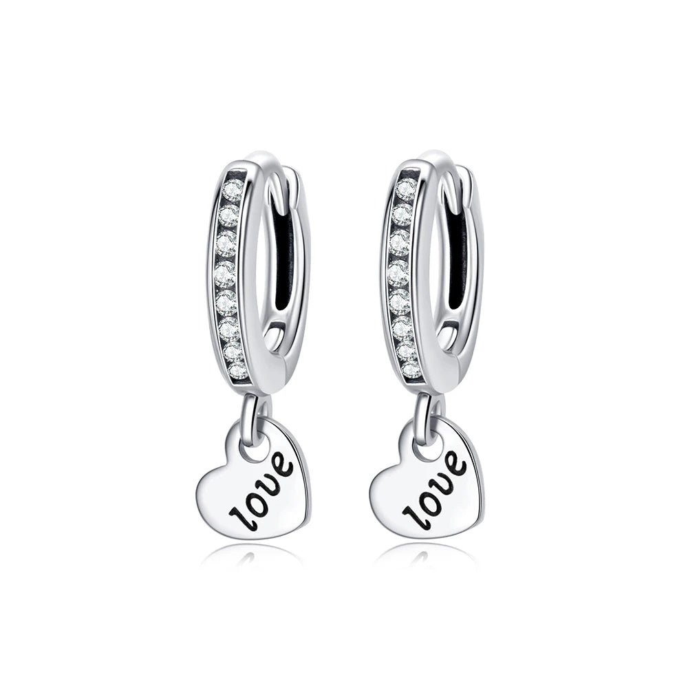 925 Sterling Silver Heart Hoop Earrings