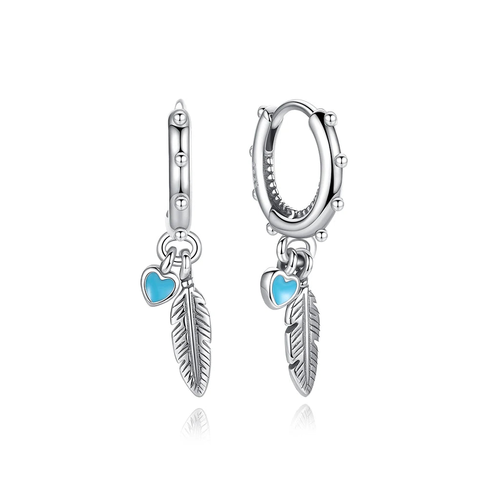 925 Sterling Silver Heart Hoop Earrings