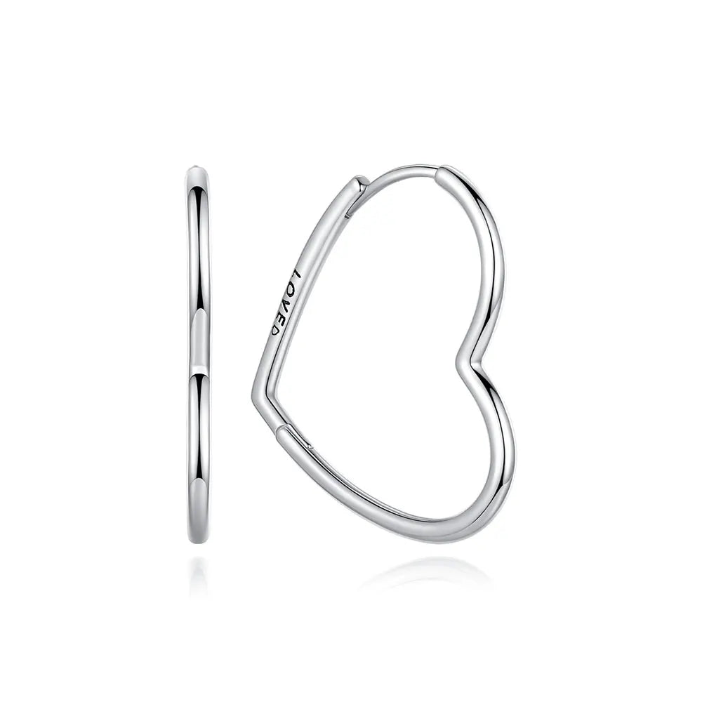 925 Sterling Silver Heart Hoop Earrings