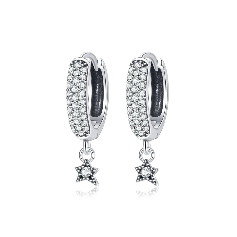 925 Sterling Silver Heart Hoop Earrings