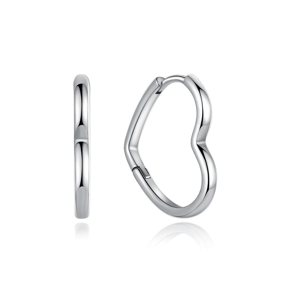 925 Sterling Silver Heart Hoop Earrings