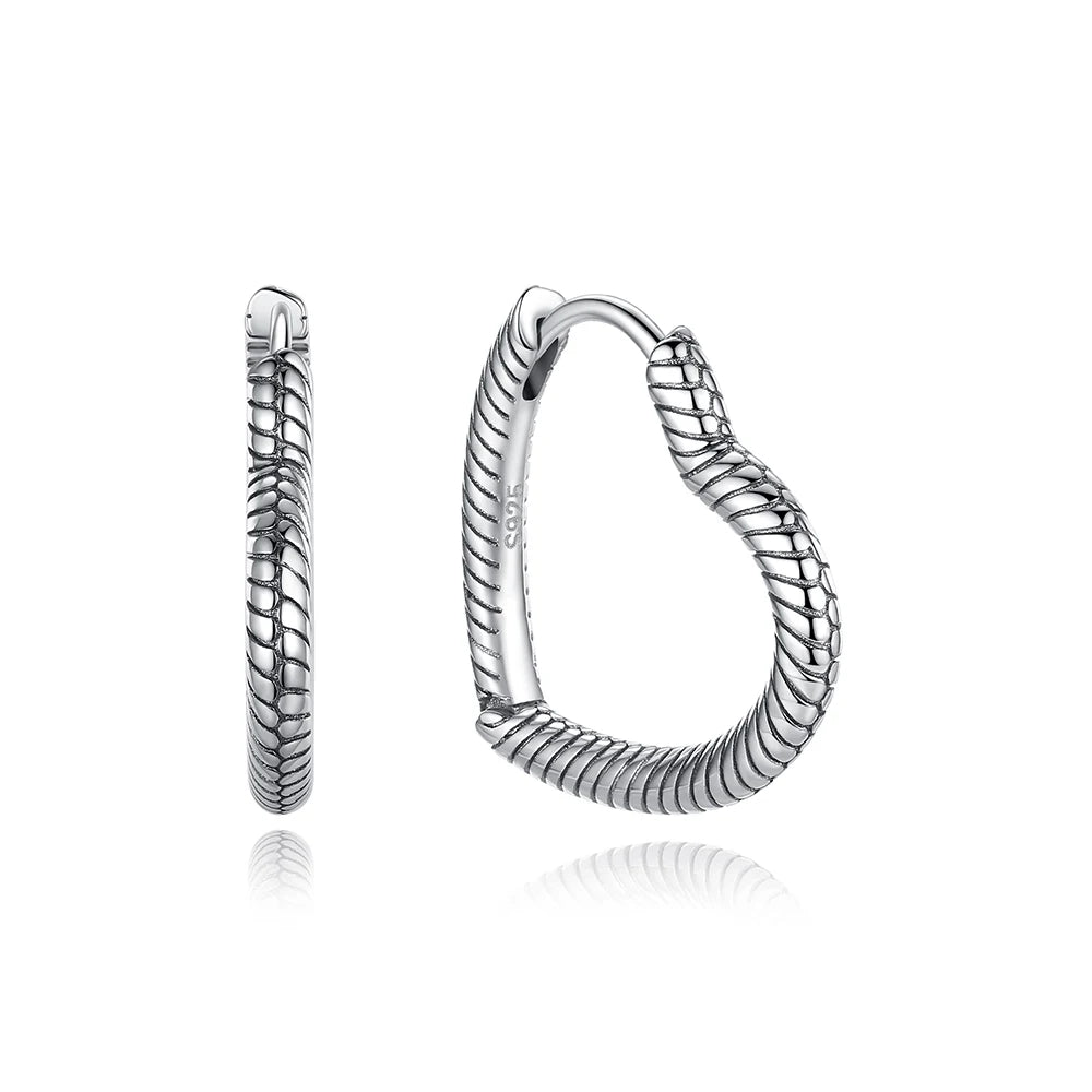 925 Sterling Silver Heart Hoop Earrings